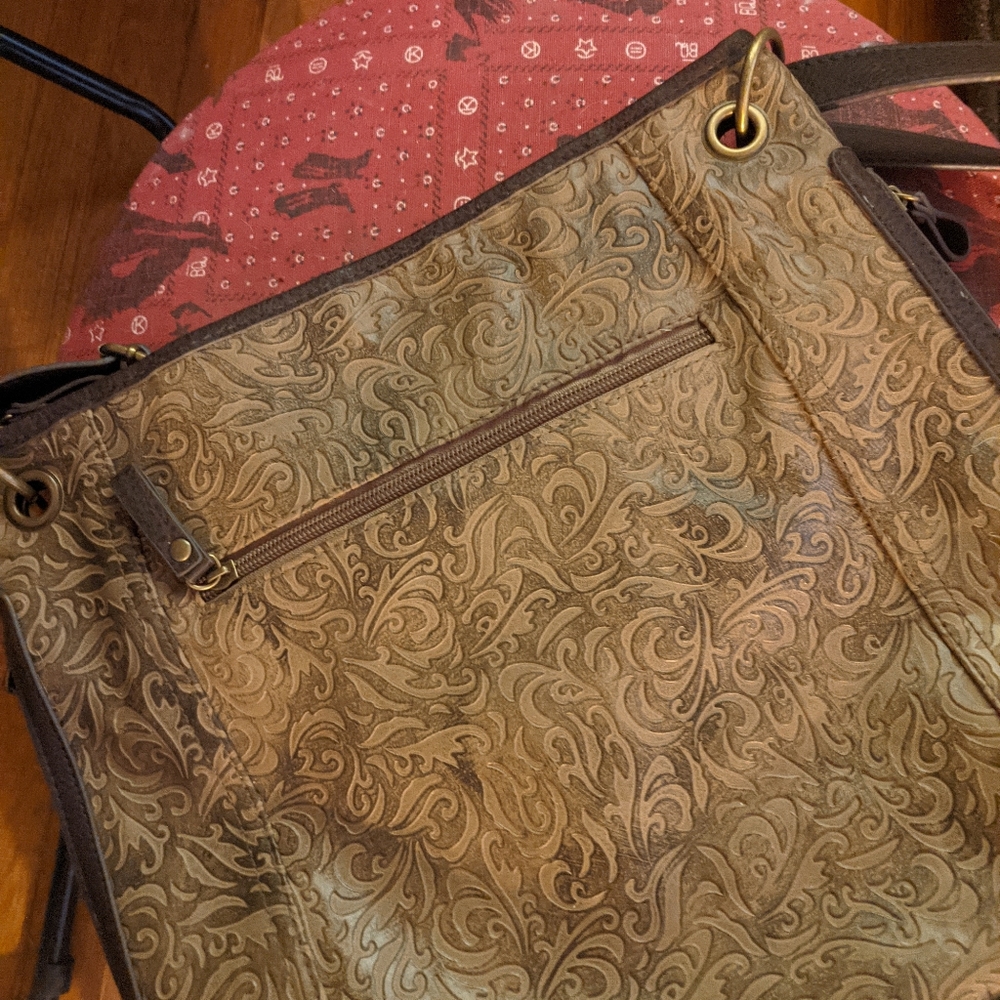 Tooled, Vegan Leather Handbag, Rarely Used!